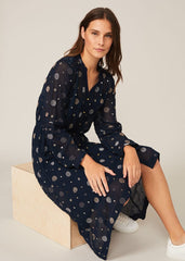 Eve Embroidered Spot Dress Navy Multi