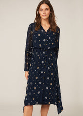 Eve Embroidered Spot Dress Navy Multi