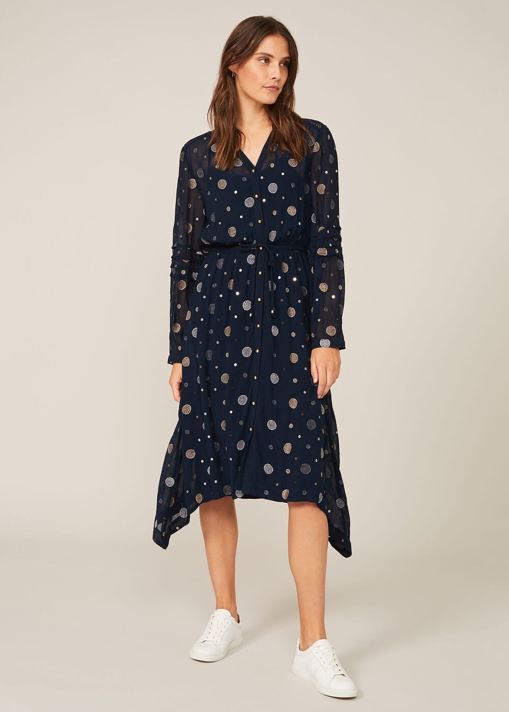Eve Embroidered Spot Dress Navy Multi