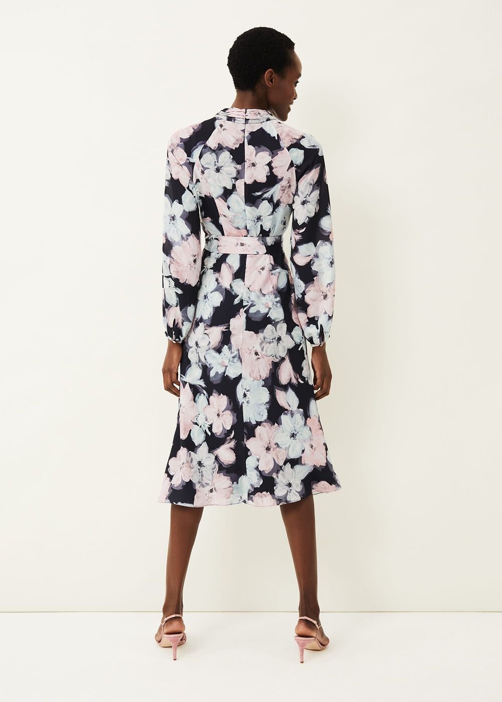 Ella Floral Print Dress Navy Multi