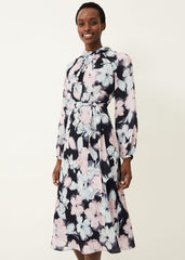 Ella Floral Print Dress Navy Multi