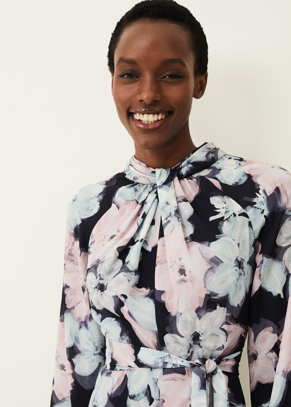 Ella Floral Print Dress Navy Multi
