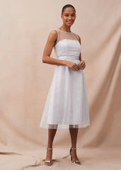 Evadine Pearl Embellished Tulle Dress Mineral
