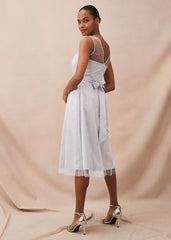 Evadine Pearl Embellished Tulle Dress Mineral