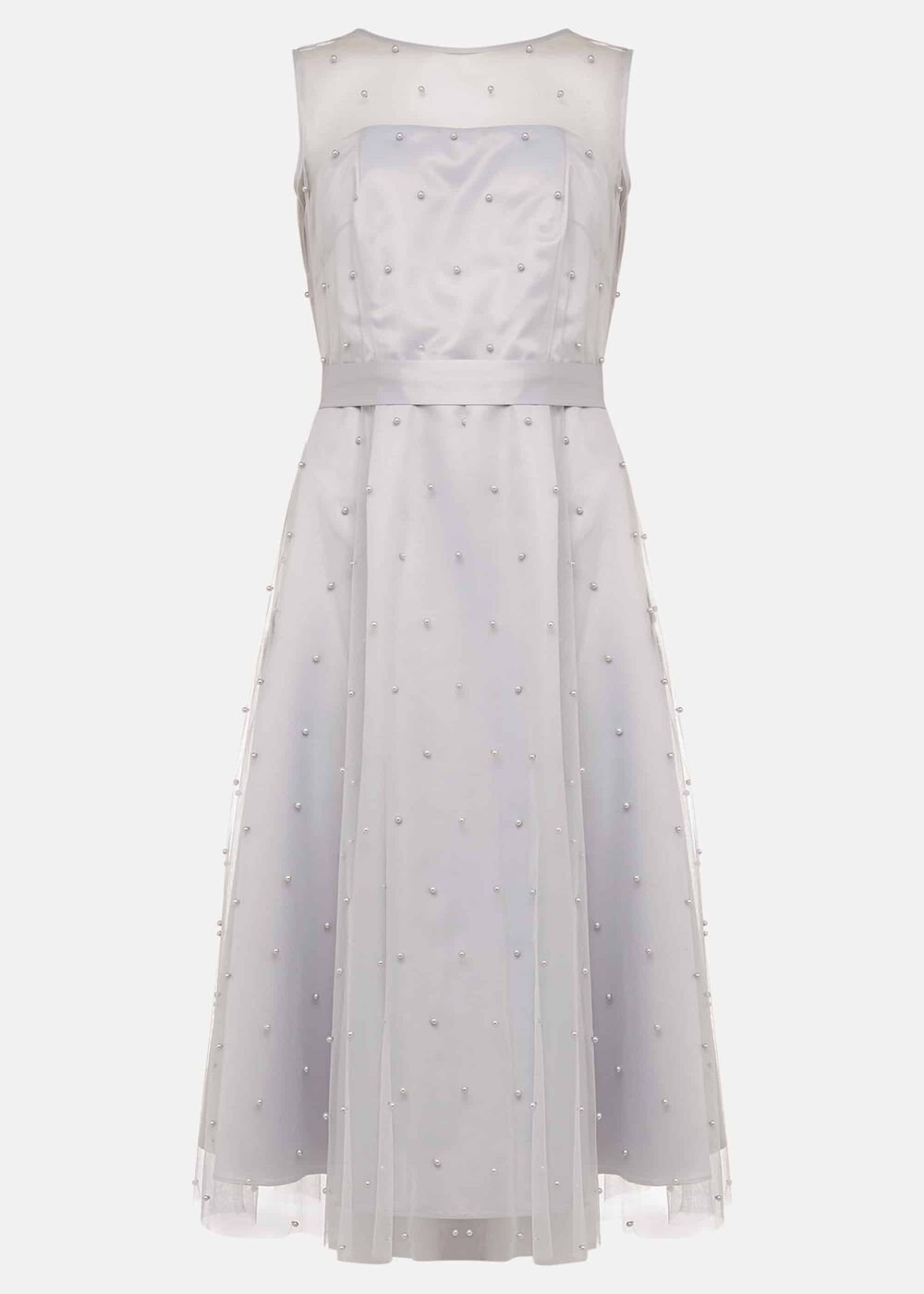 Evadine Pearl Embellished Tulle Dress Mineral