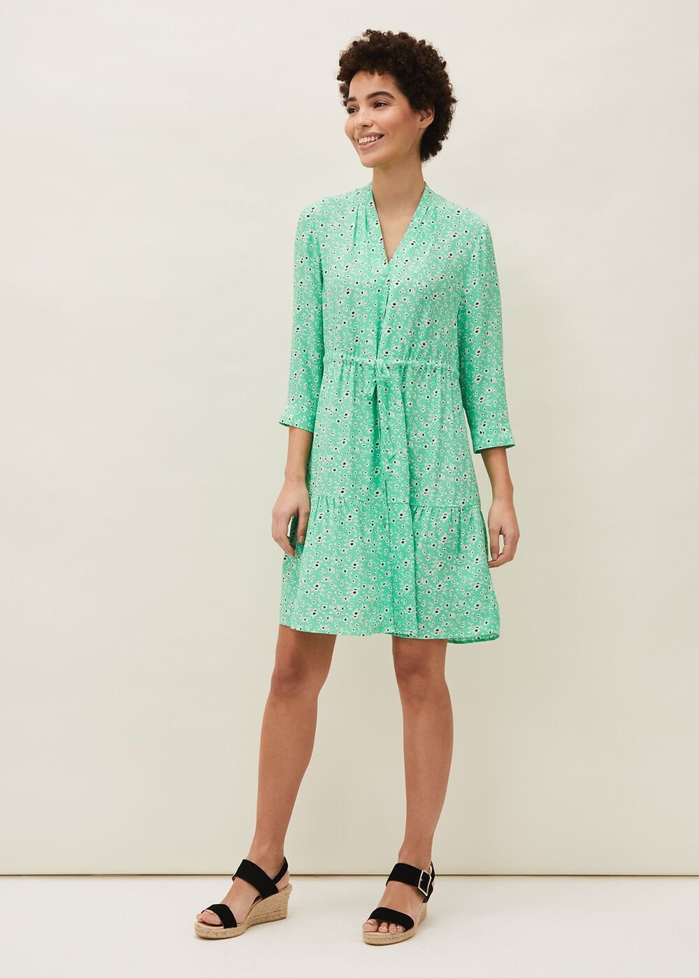 Diana Floral Swing Dress Green