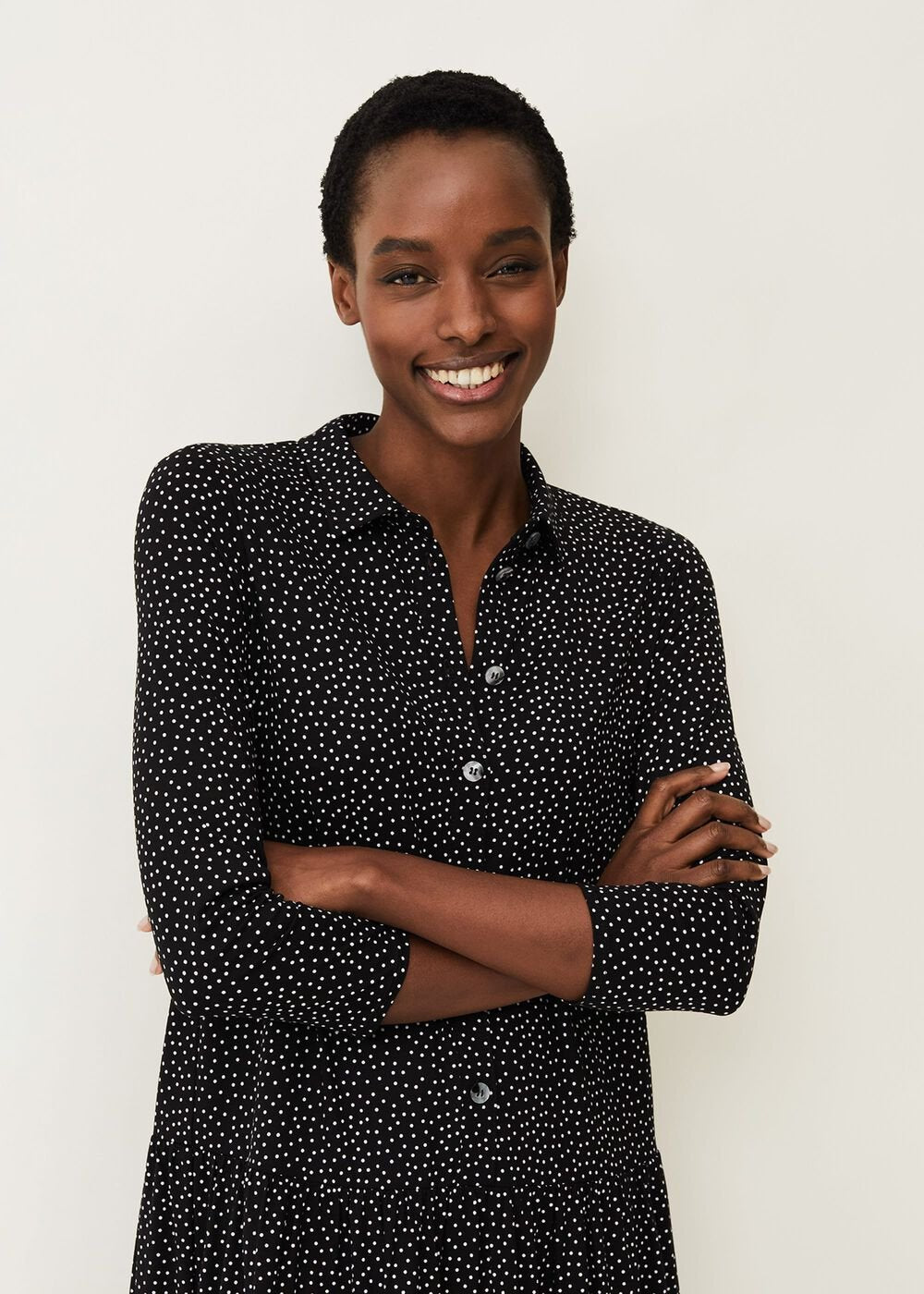 Mina Spot Print Shirt Dress Black/White