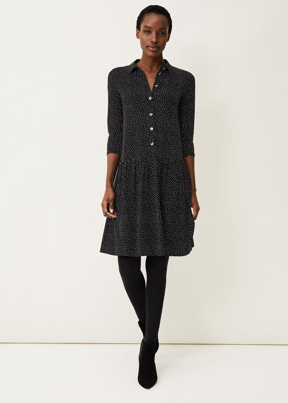 Mina Spot Print Shirt Dress Black/White