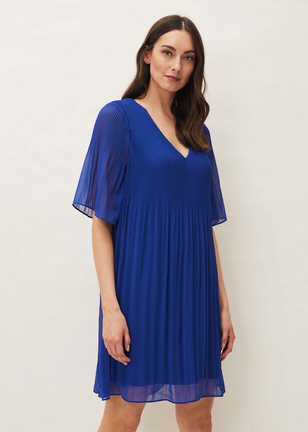 Ella Pleat Dress Cobalt