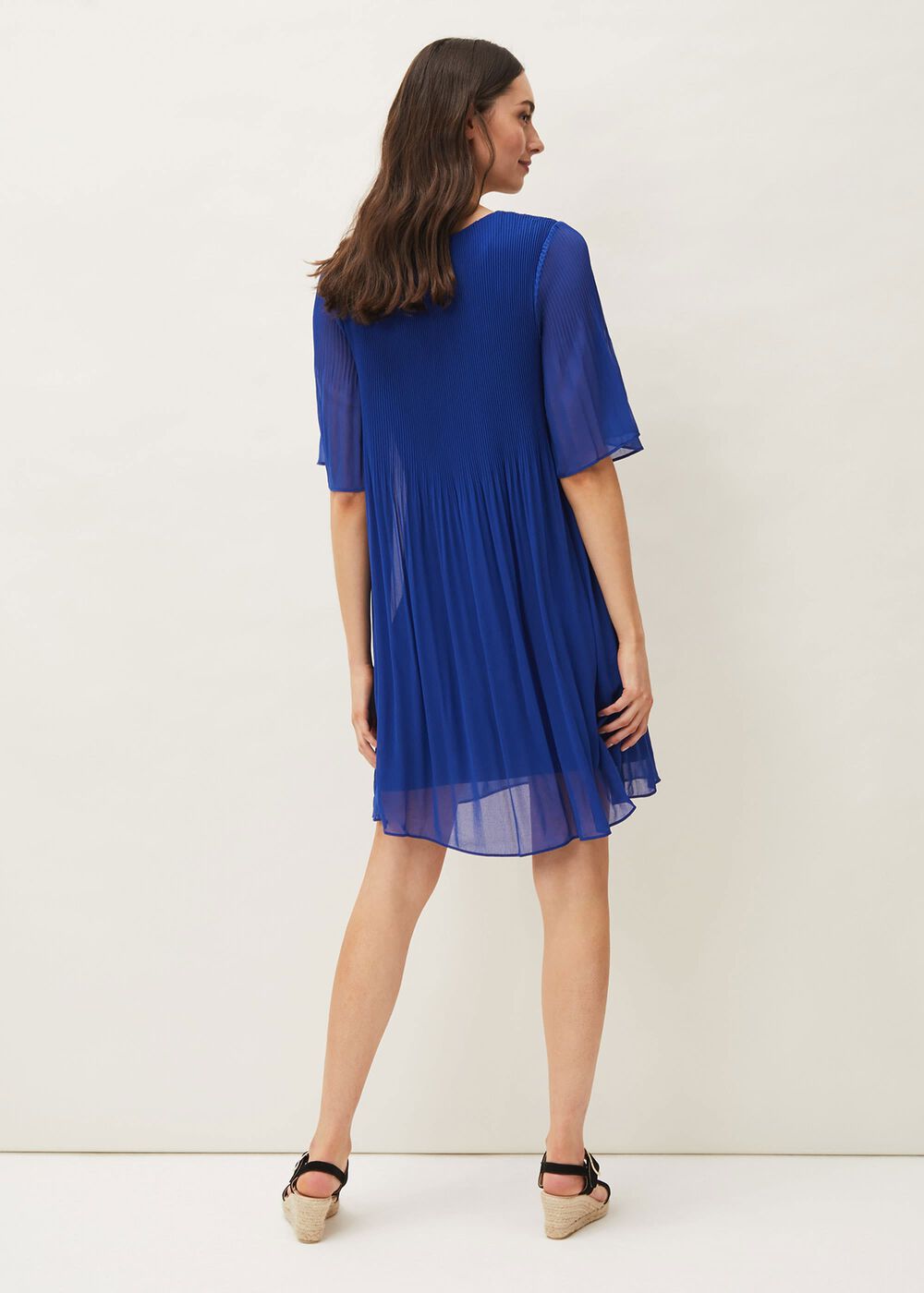 Ella Pleat Dress Cobalt