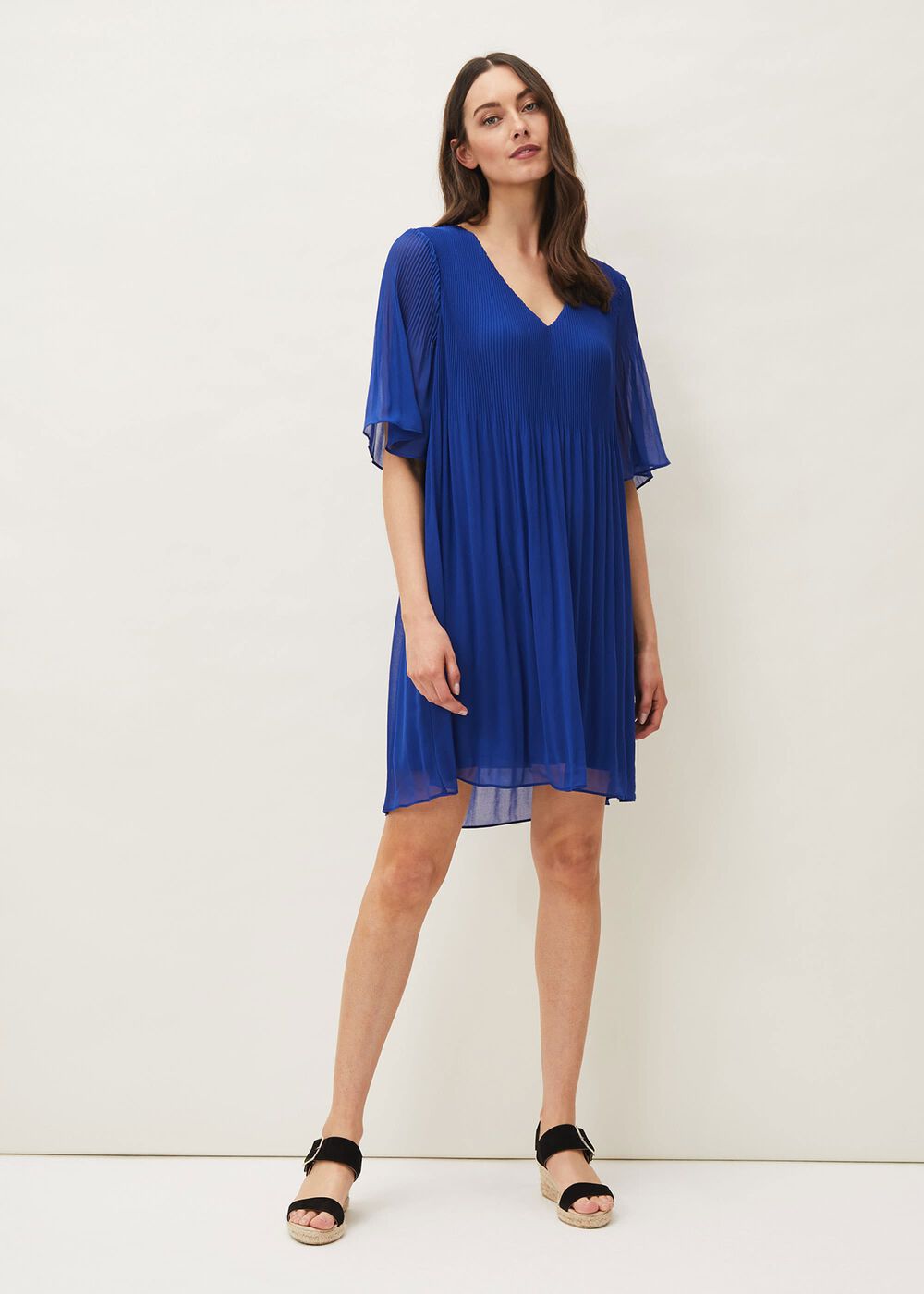 Ella Pleat Dress Cobalt