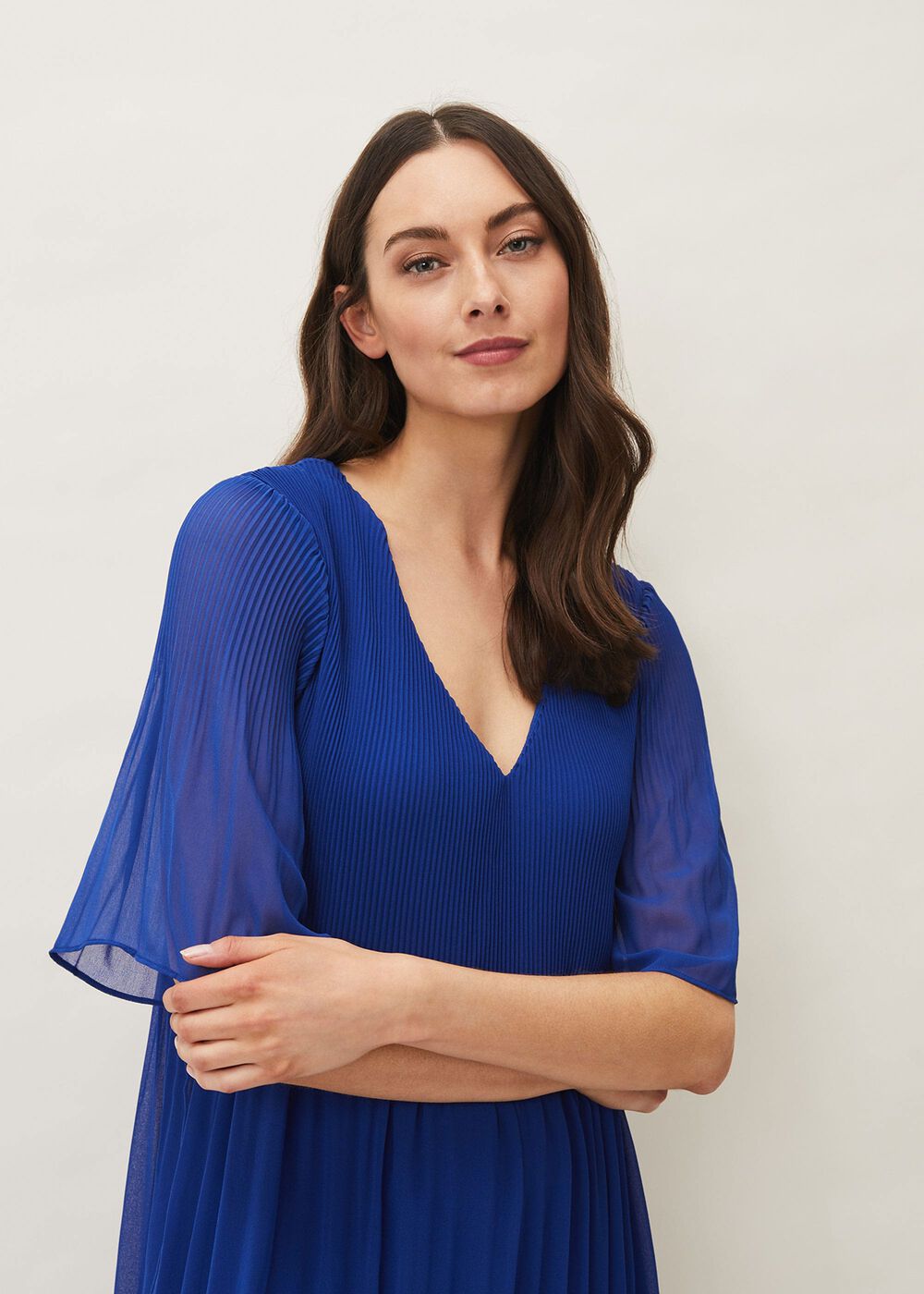 Ella Pleat Dress Cobalt