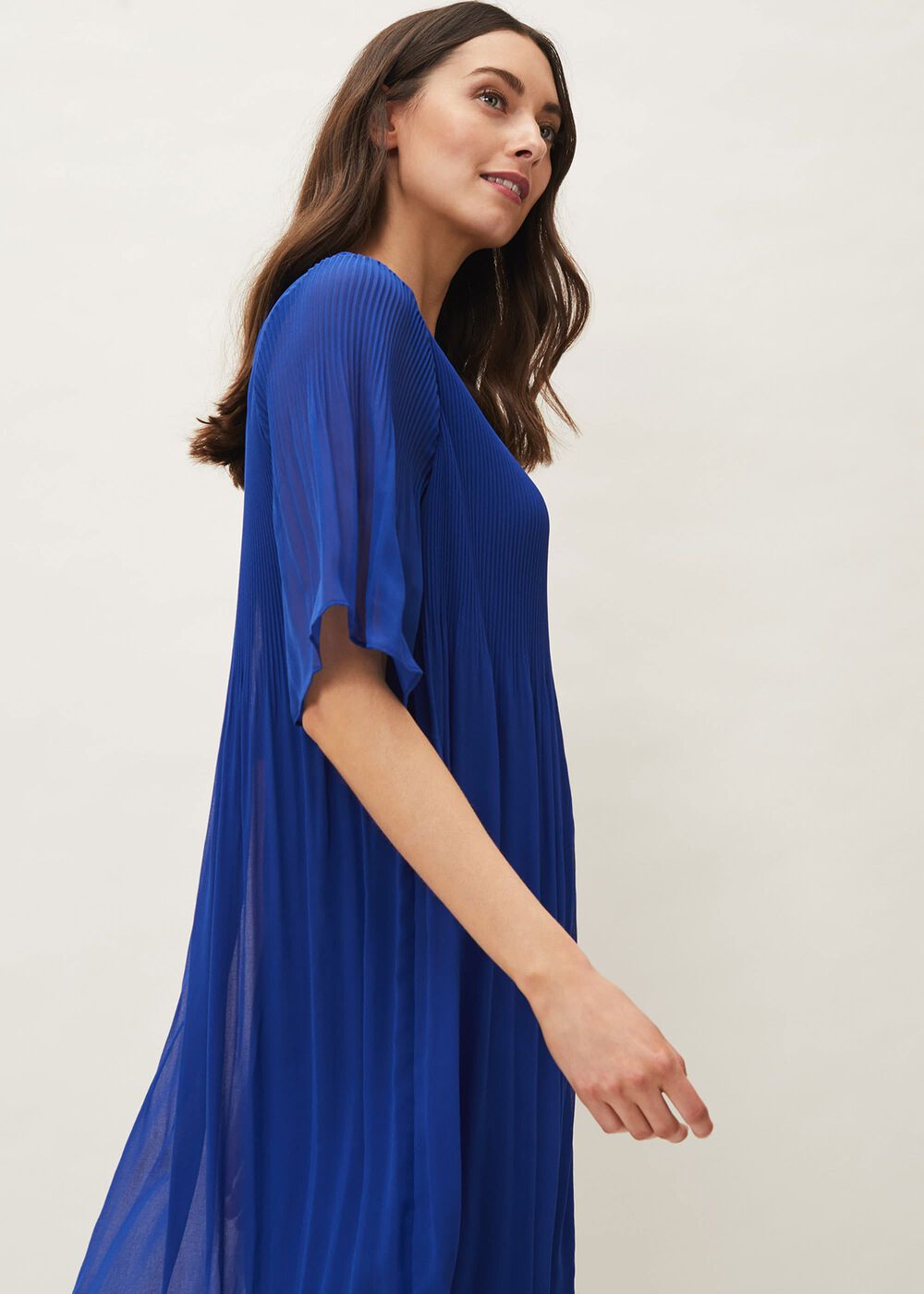 Ella Pleat Dress Cobalt
