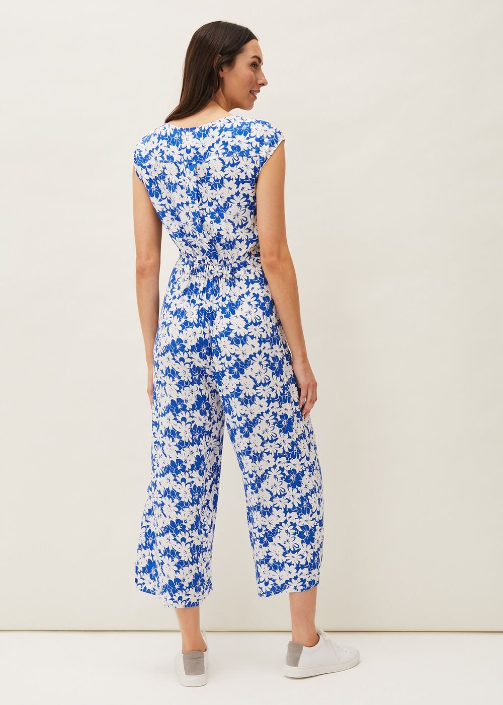 Nerissa Floral Wide Leg Jumpsuit Blue/White