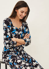 Magnolia Floral Jersey Jumpsuit Navy/Multi