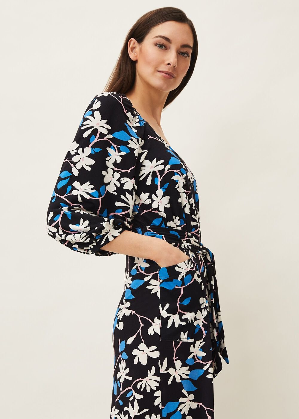 Magnolia Floral Jersey Jumpsuit Navy/Multi