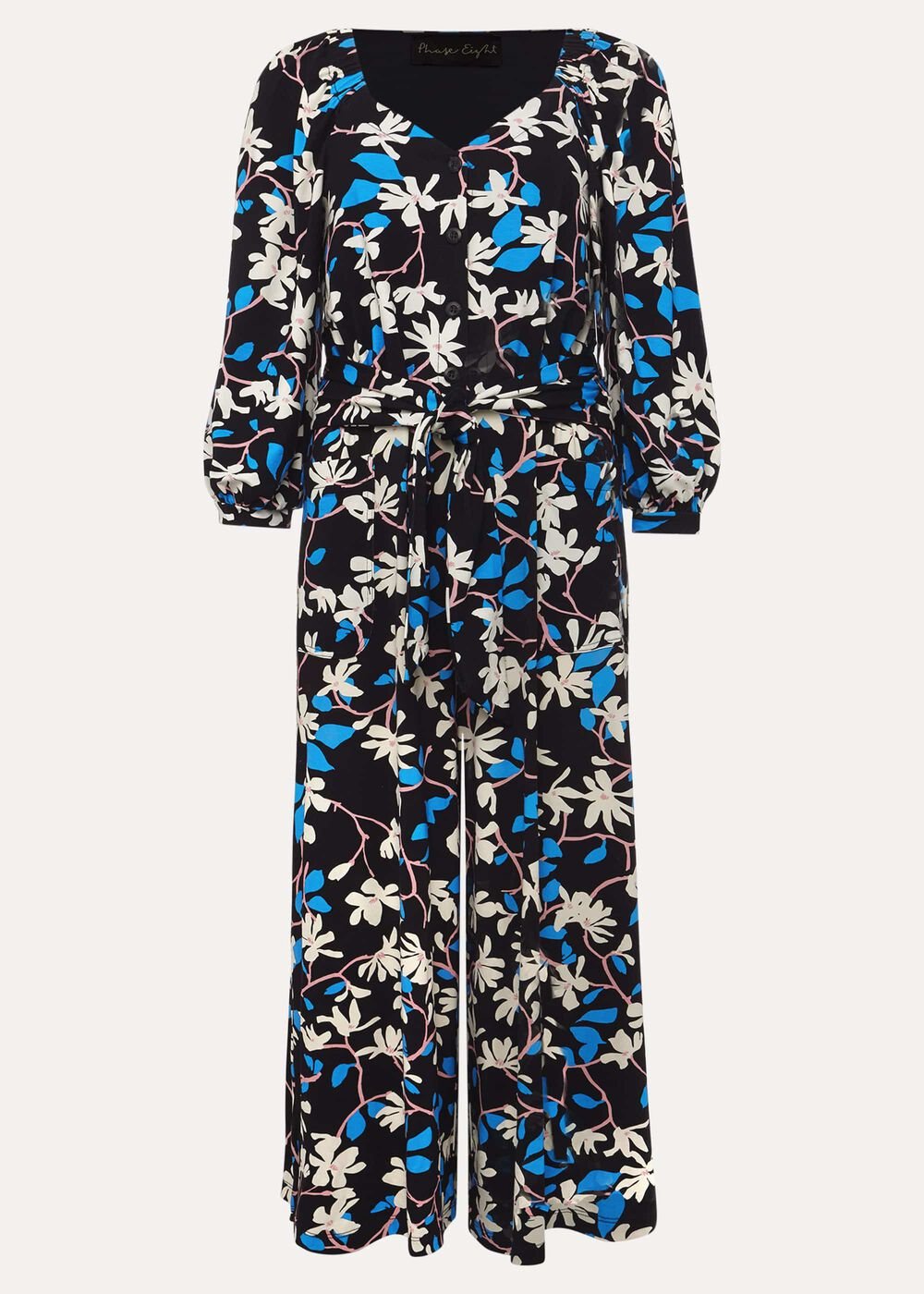 Magnolia Floral Jersey Jumpsuit Navy/Multi