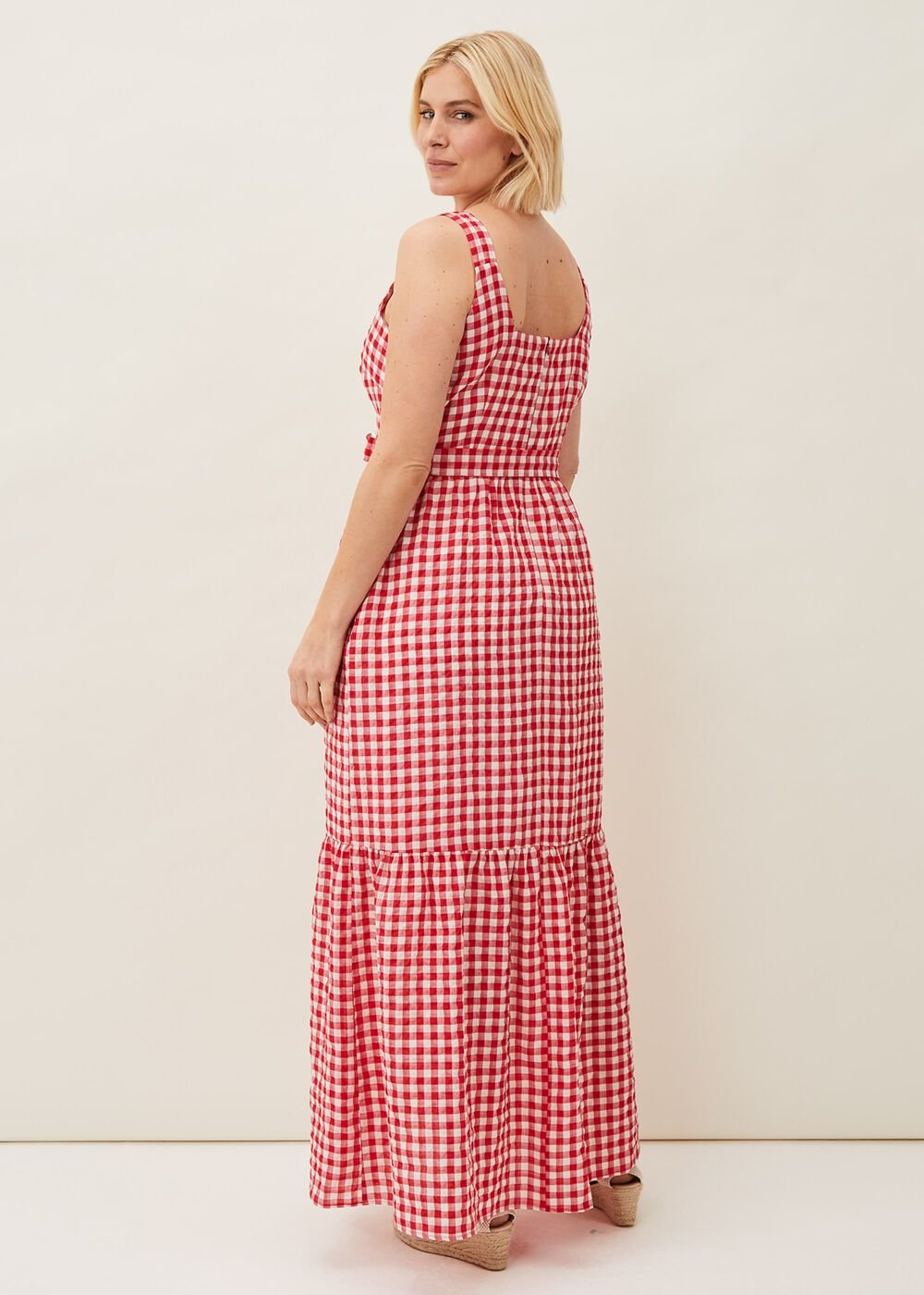 Geri Gingham Maxi Dress Red/Ivory