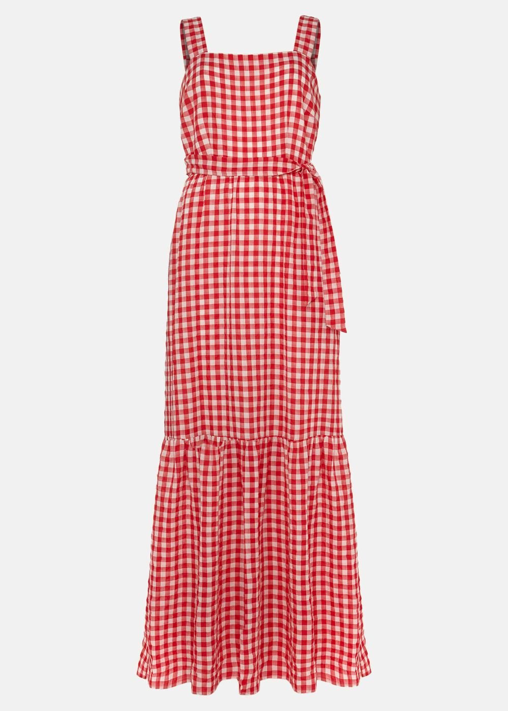 Geri Gingham Maxi Dress Red/Ivory