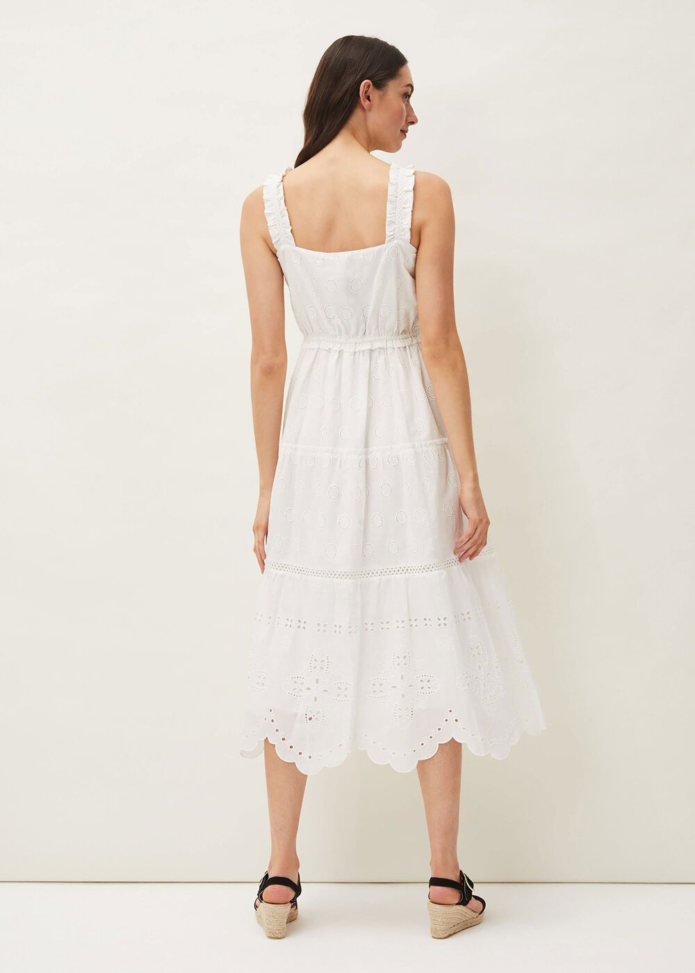 Ellie Broderie Midi Dress White