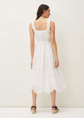 Ellie Broderie Midi Dress White