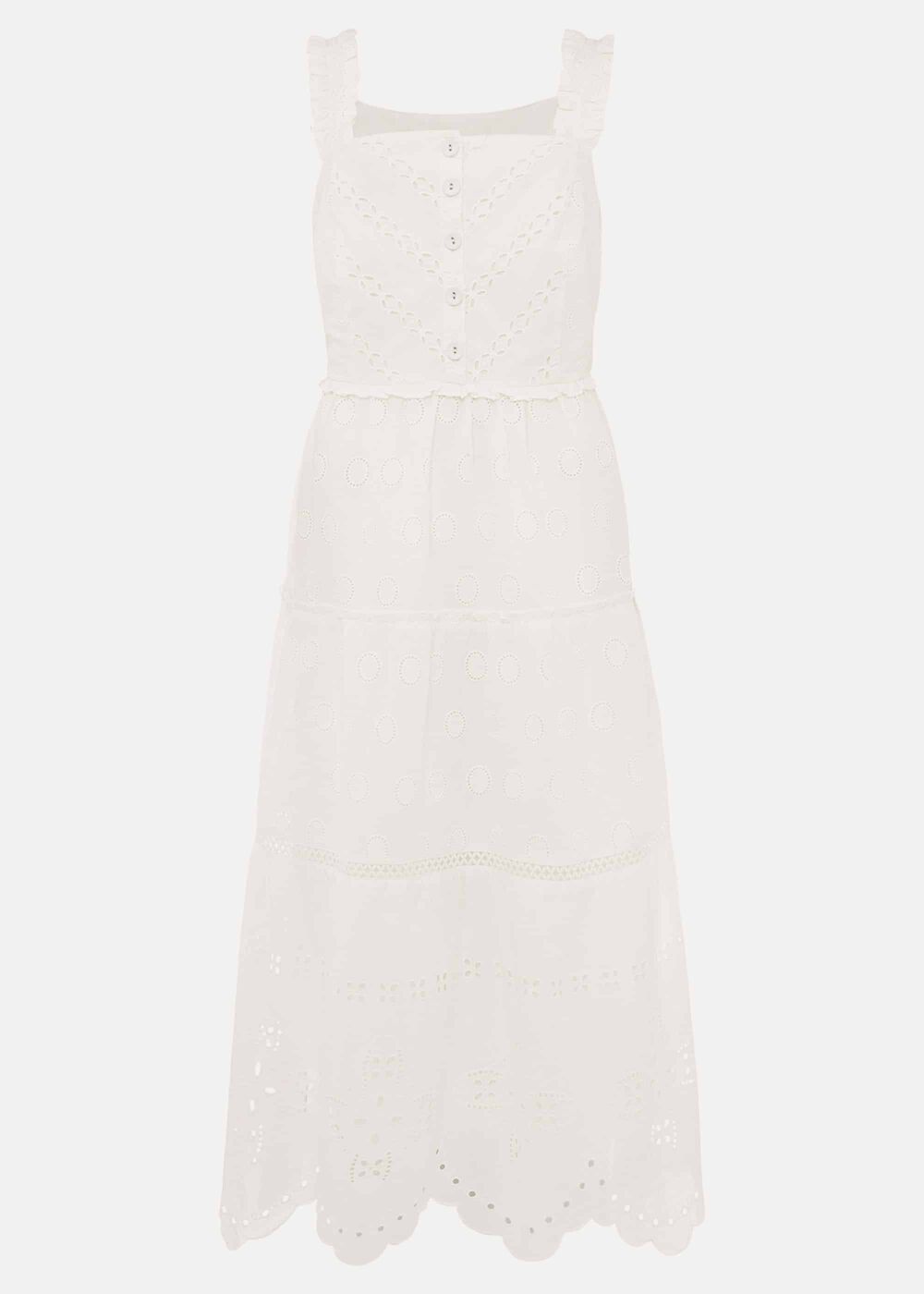 Ellie Broderie Midi Dress White