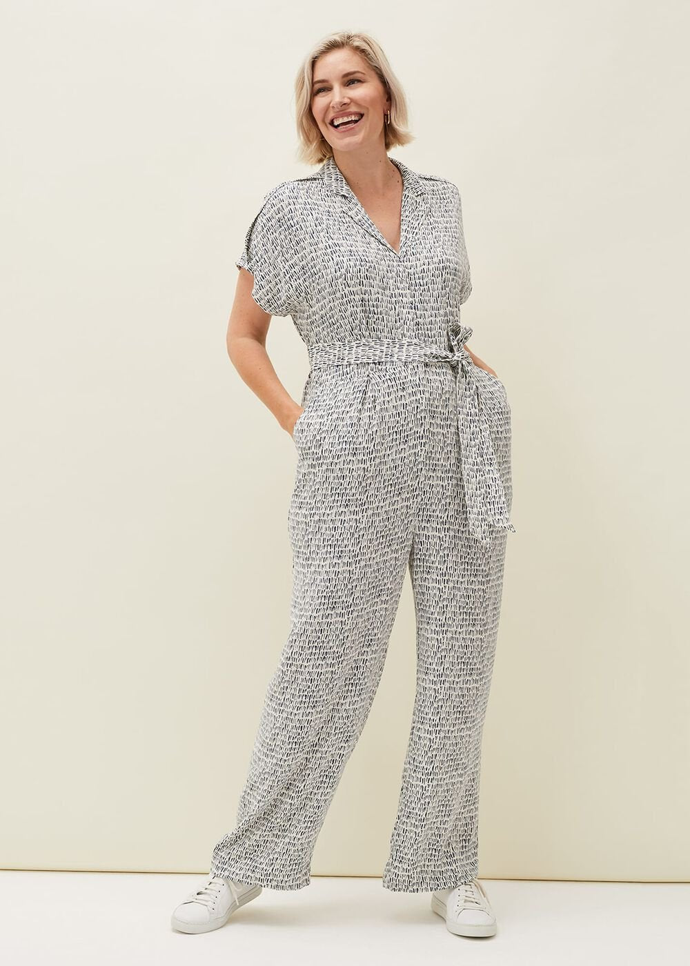 Paige Abstract Print Jumpsuit Navy/Ivory