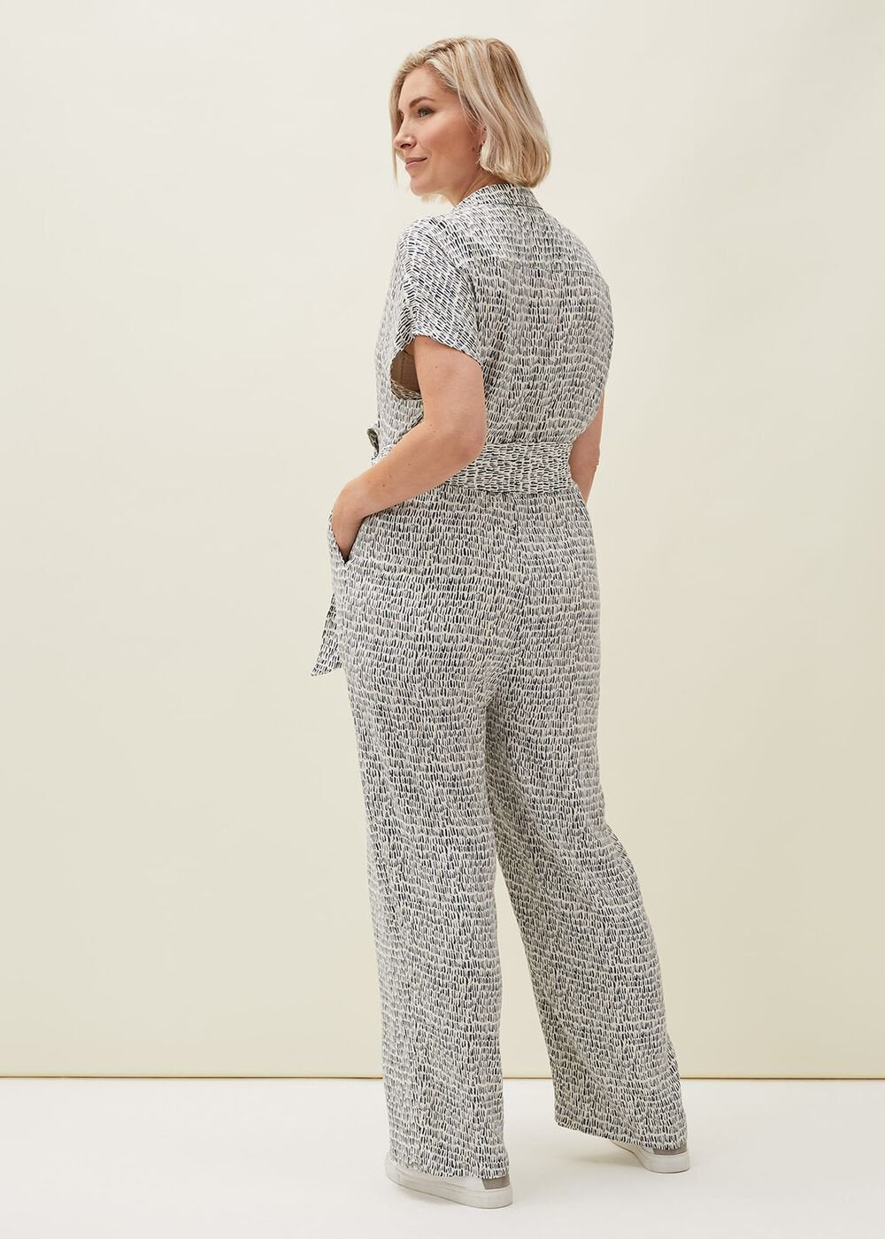 Paige Abstract Print Jumpsuit Navy/Ivory