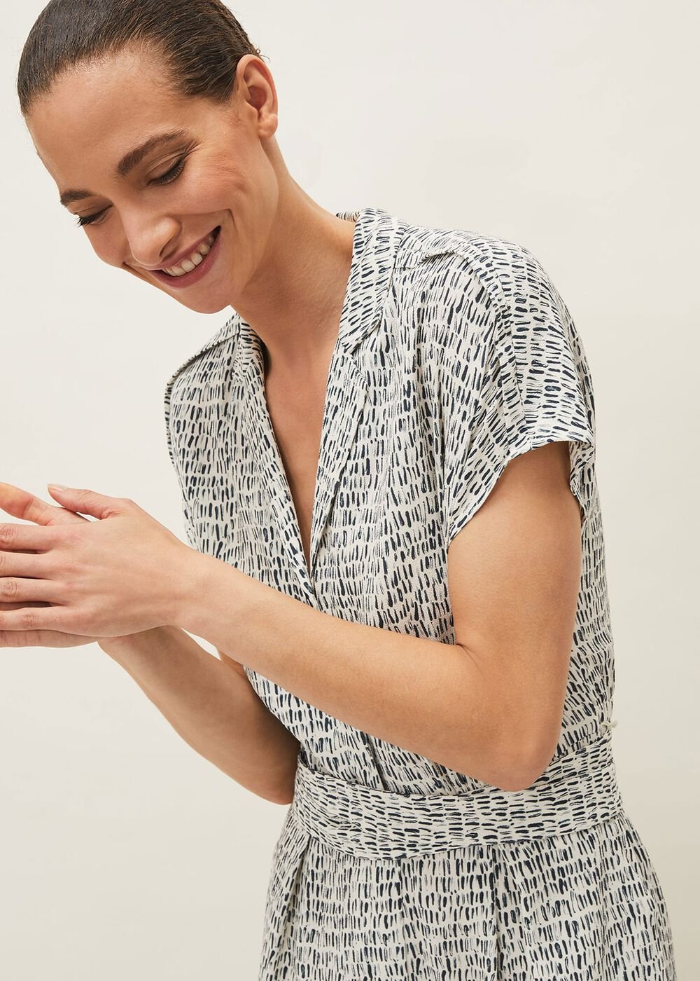 Paige Abstract Print Jumpsuit Navy/Ivory