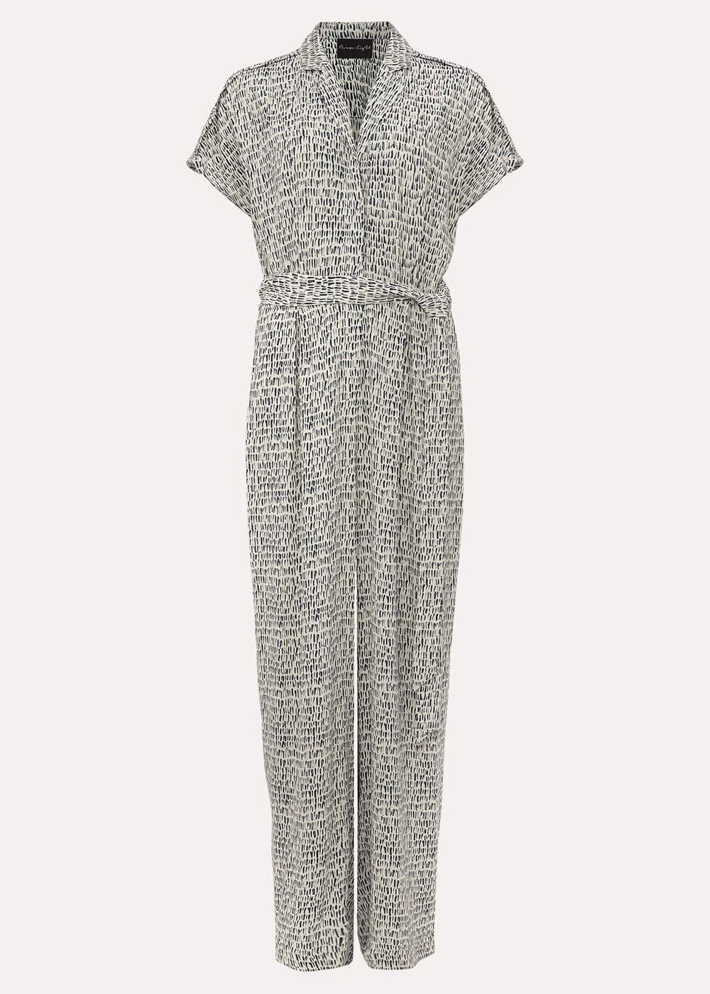 Paige Abstract Print Jumpsuit Navy/Ivory