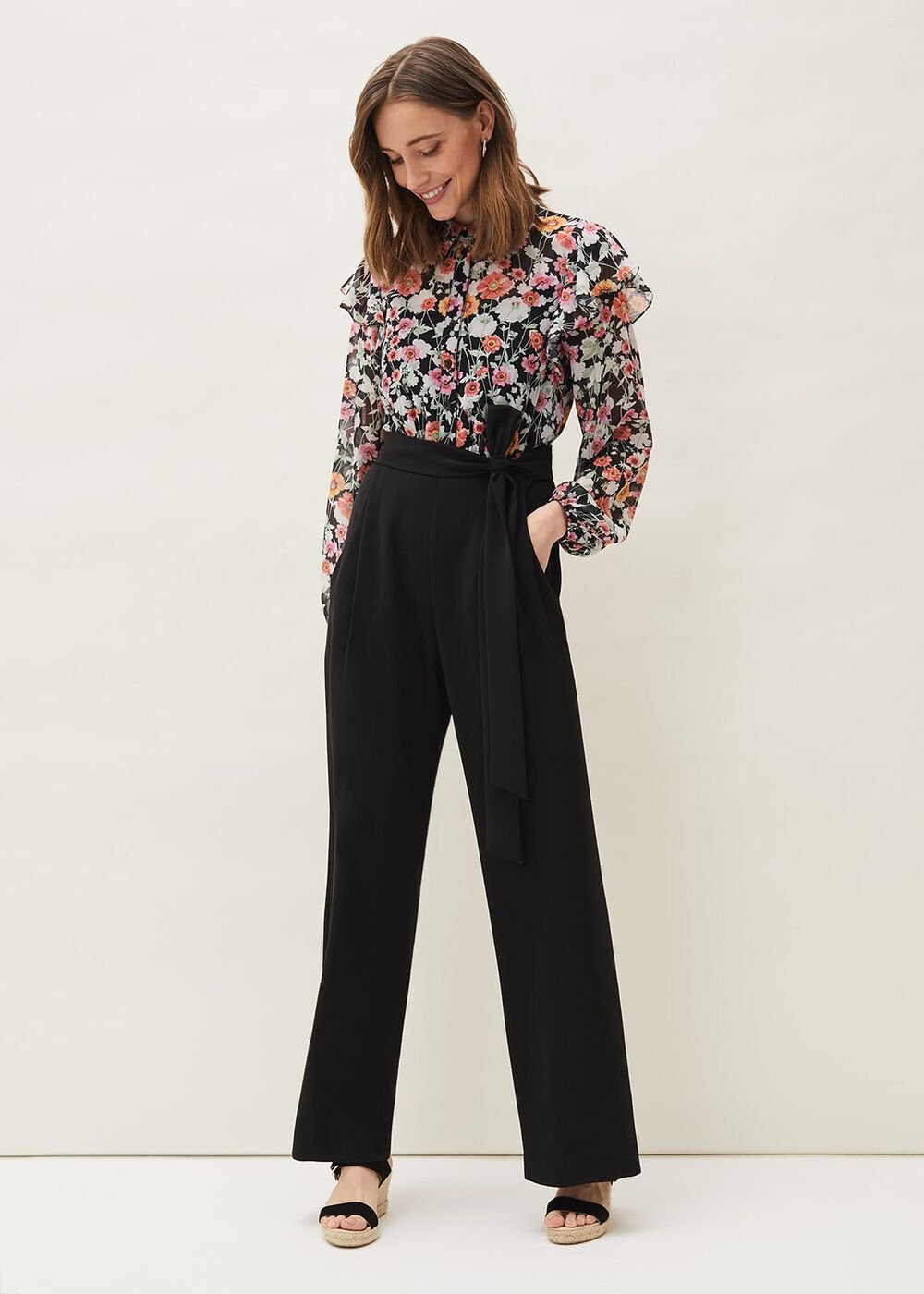 Sophie Floral Print Jumpsuit Black/Floral