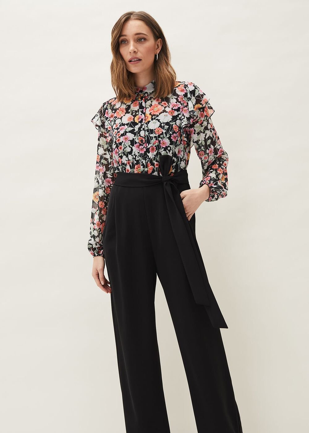 Sophie Floral Print Jumpsuit Black/Floral