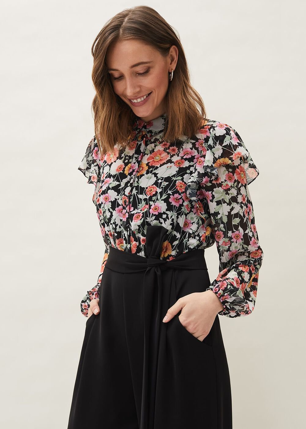 Sophie Floral Print Jumpsuit Black/Floral