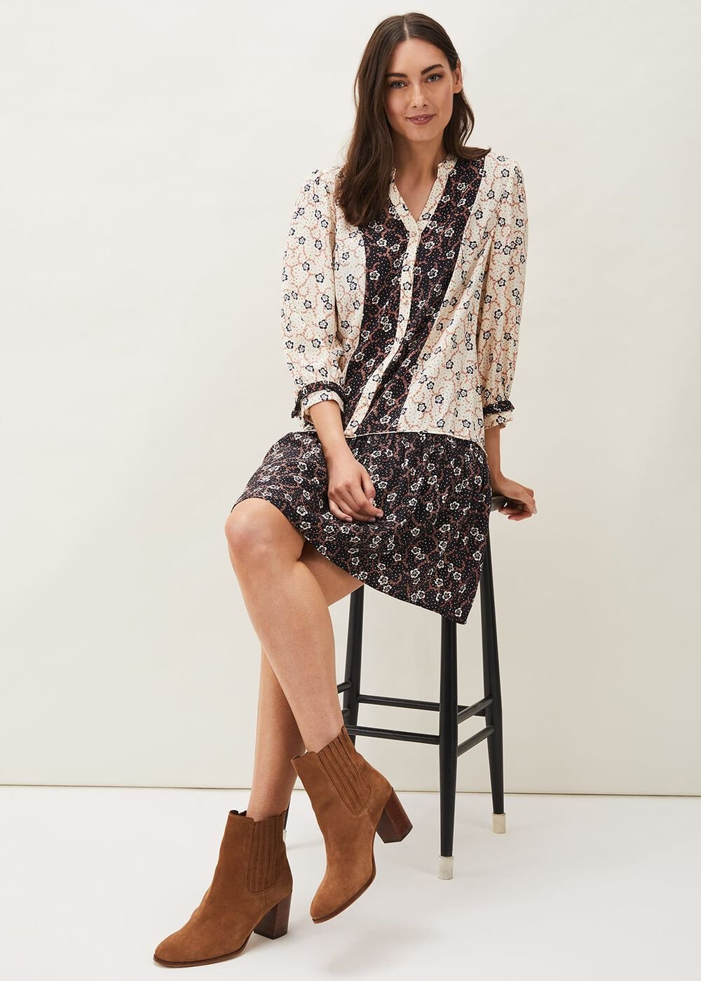 Buttercup Floral Dress Cream/Black