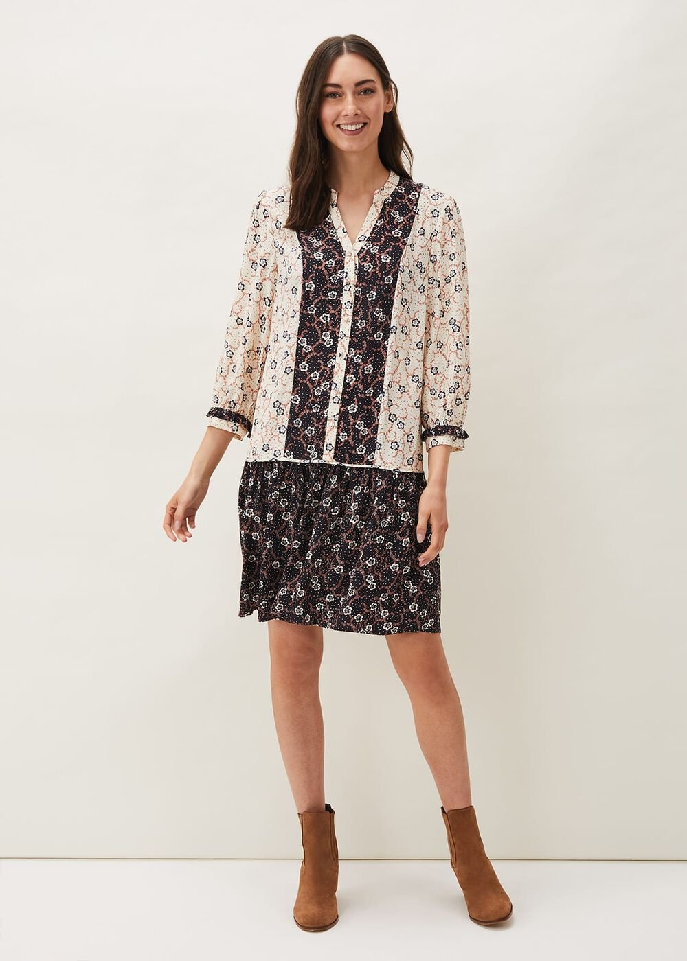 Buttercup Floral Dress Cream/Black