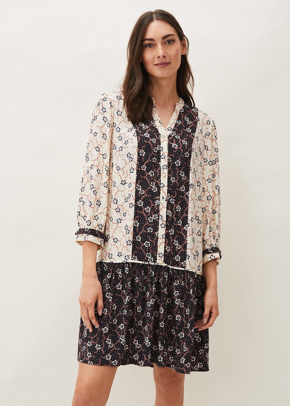 Buttercup Floral Dress Cream/Black