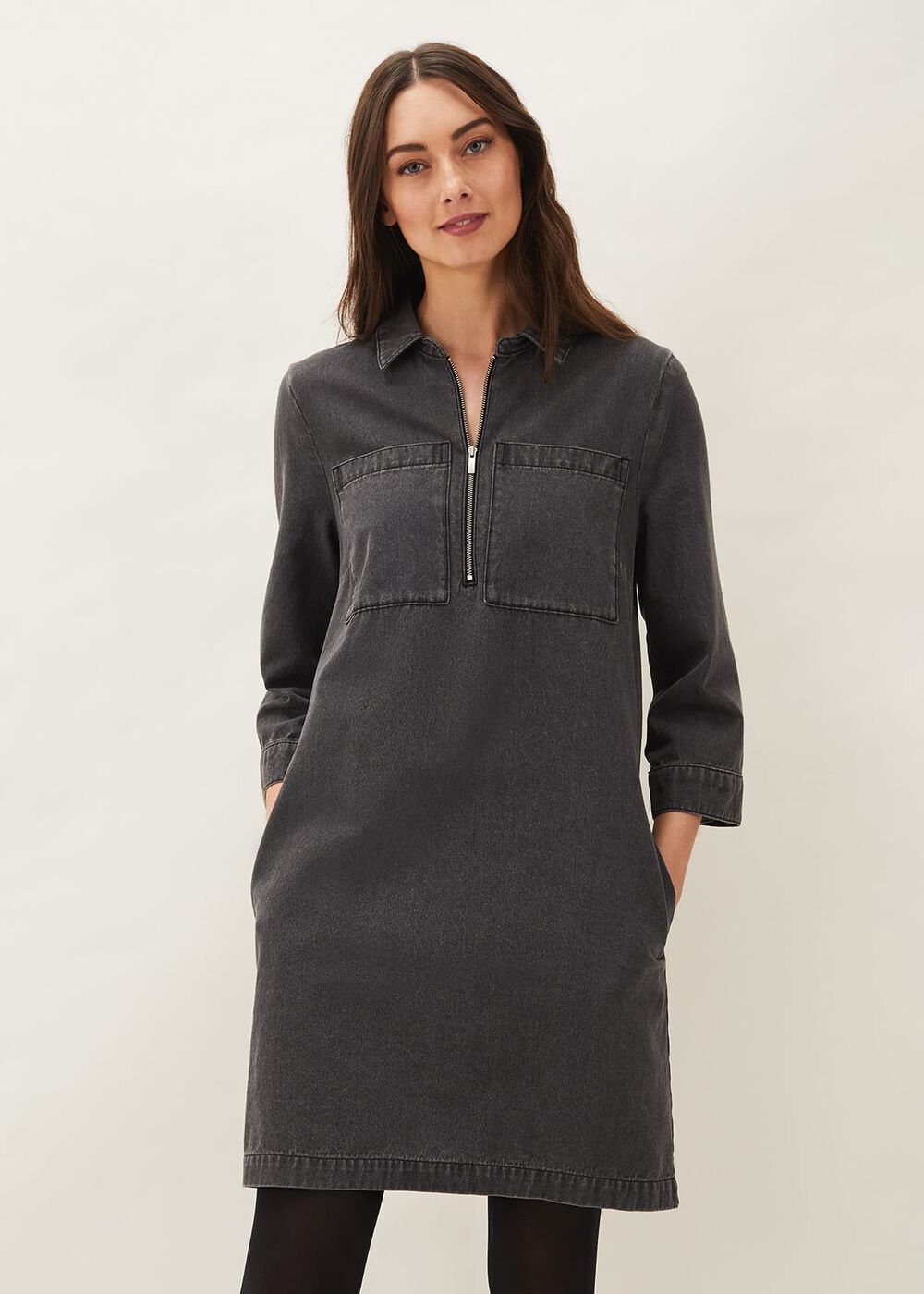Kirsty Zip Dress Grey