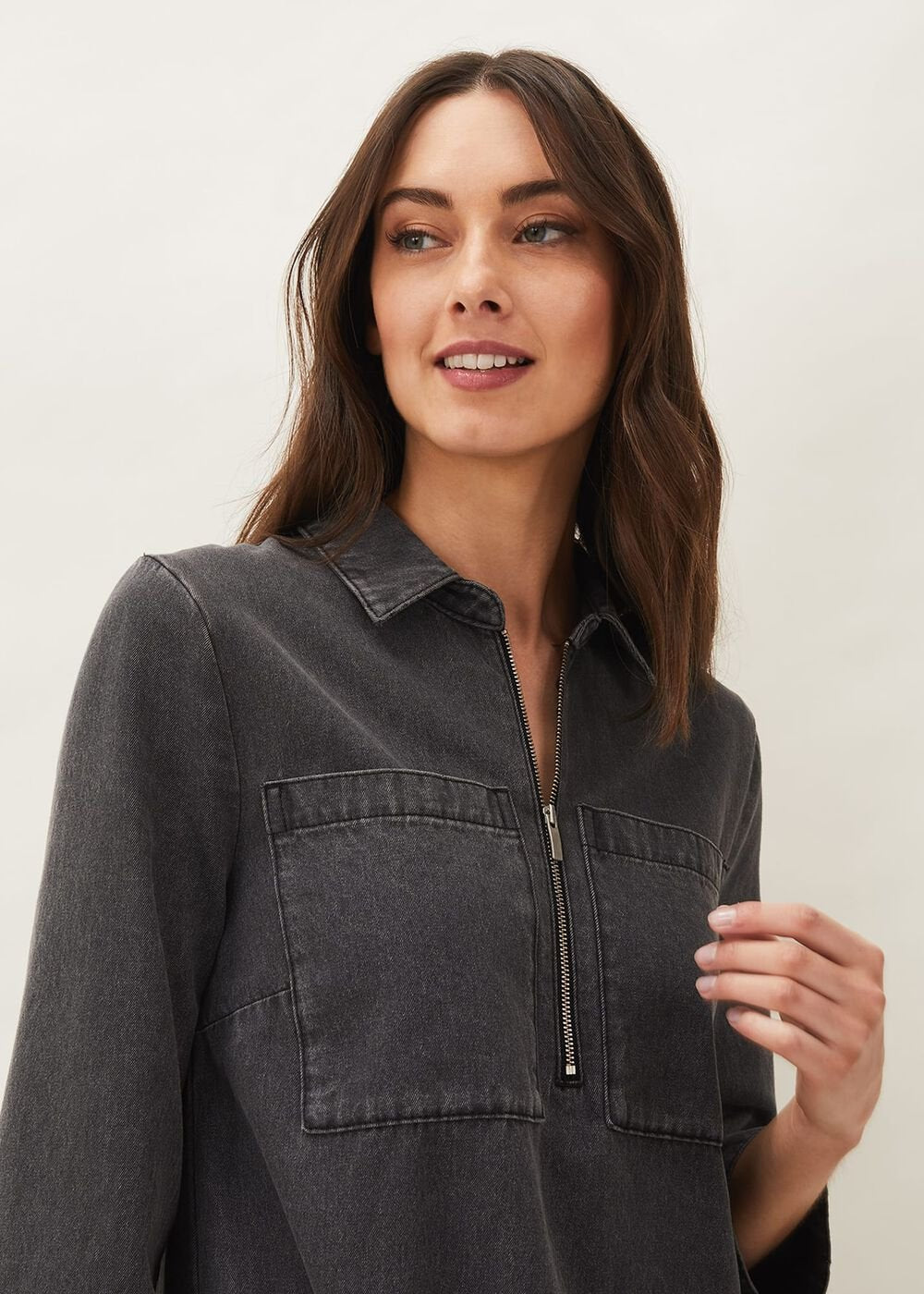 Kirsty Zip Dress Grey
