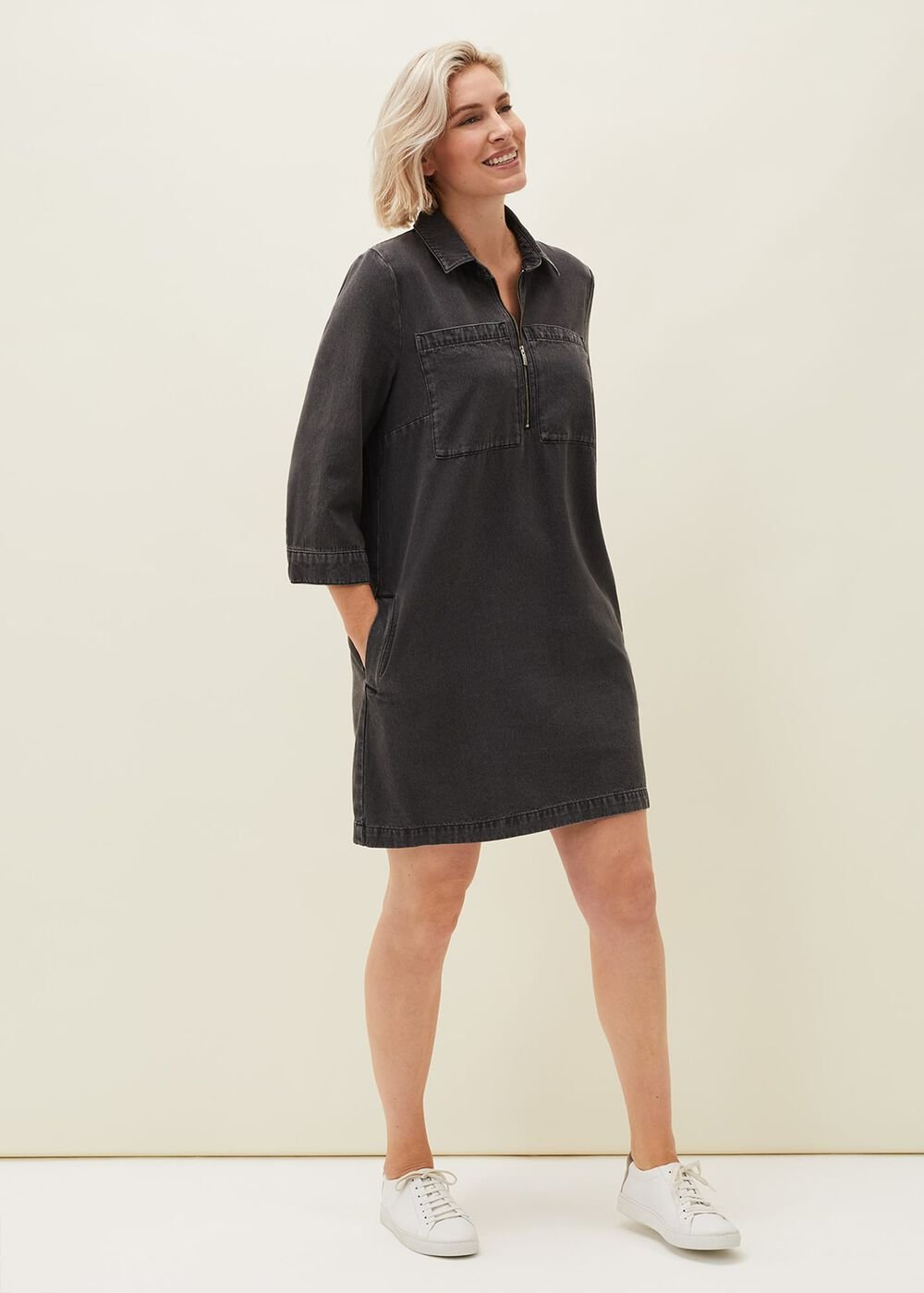 Kirsty Zip Dress Grey