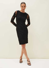Isobel Tapework Lace Dress Black