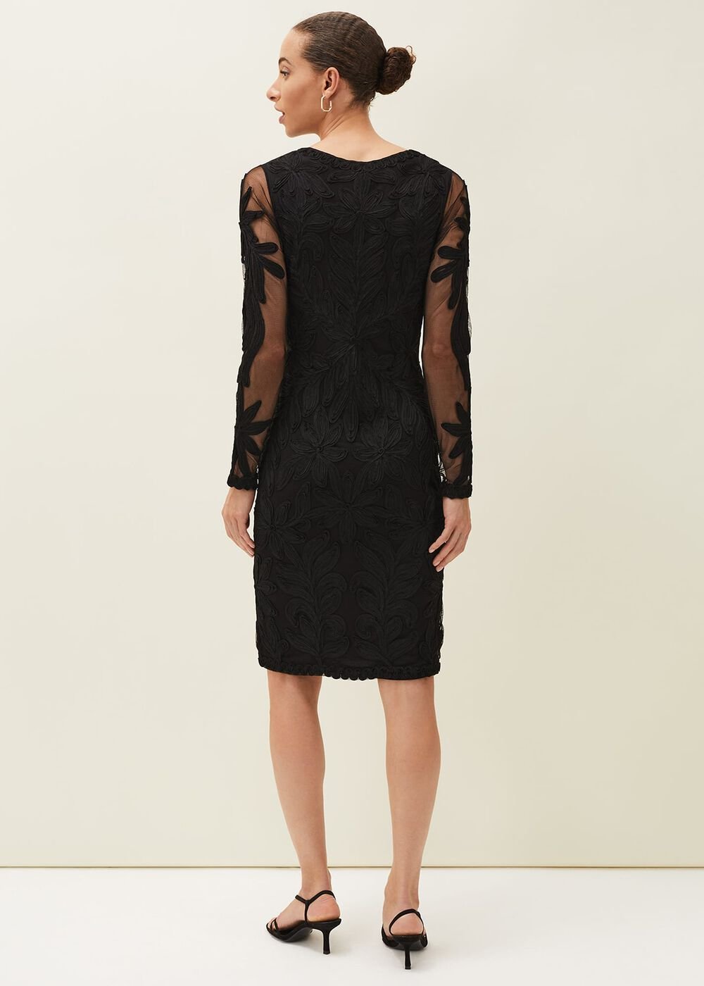 Isobel Tapework Lace Dress Black