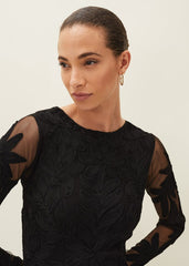 Isobel Tapework Lace Dress Black