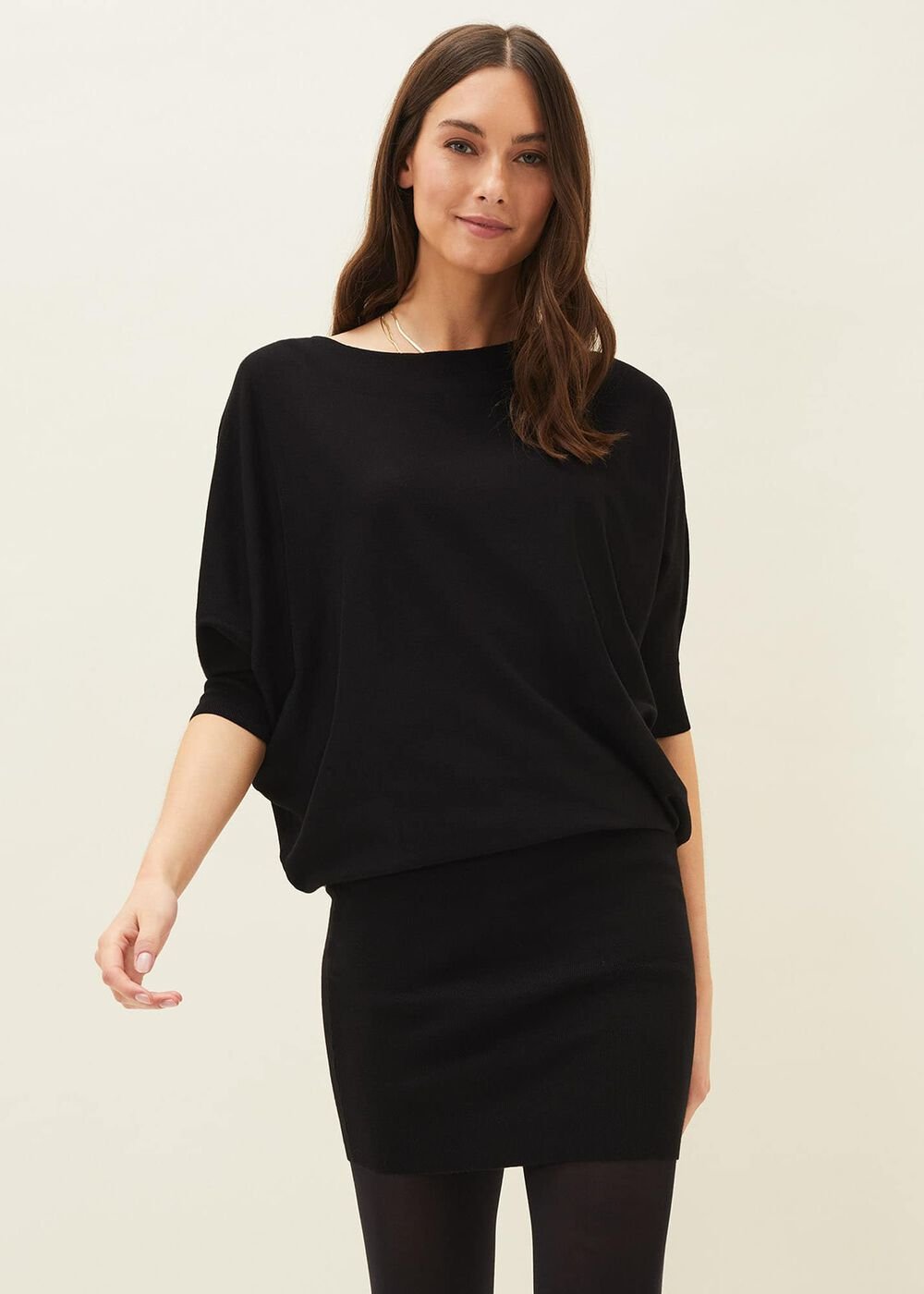 Becca Batwing Knitted Dress Black