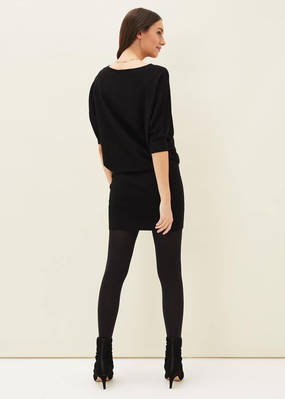 Becca Batwing Knitted Dress Black