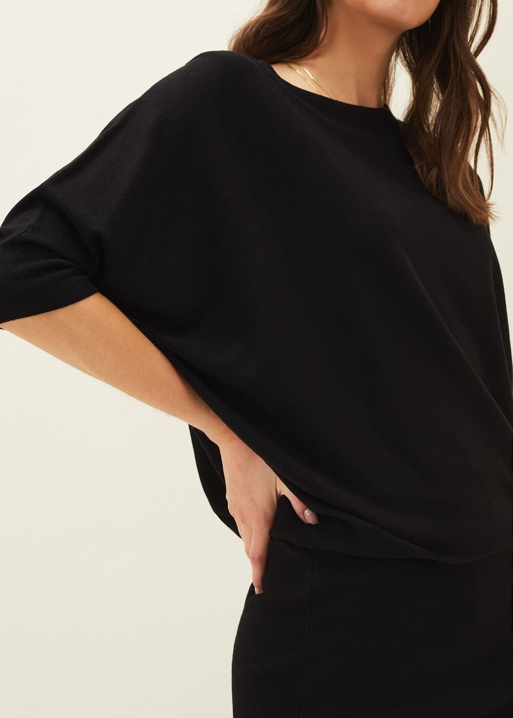 Becca Batwing Knitted Dress Black
