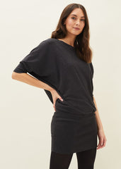 Becca Batwing Knitted Dress Charcoal