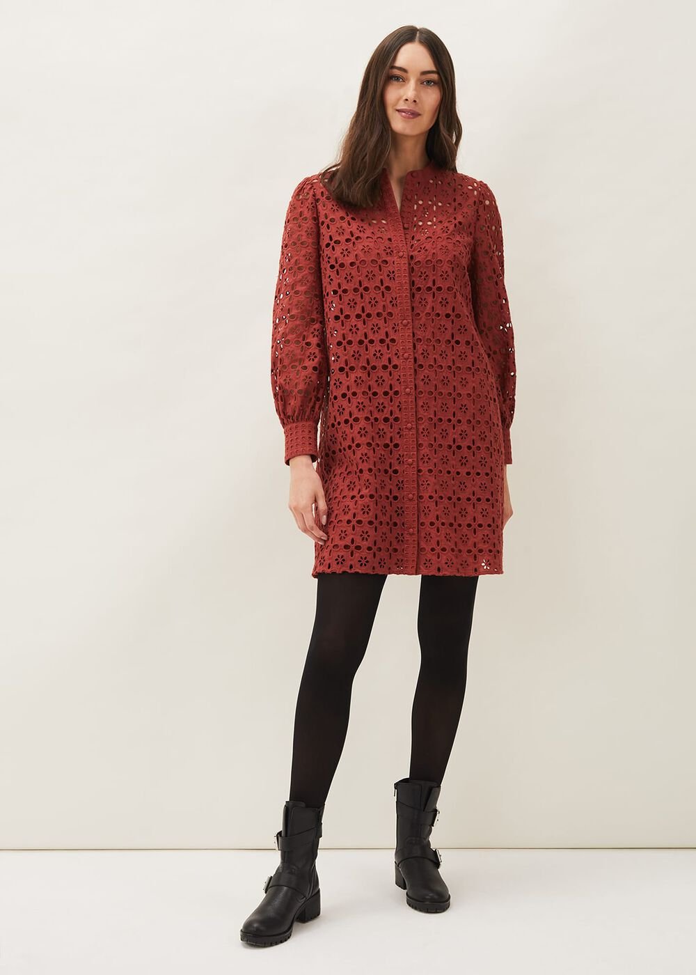 Rihanna Broderie Tunic Dress Spice