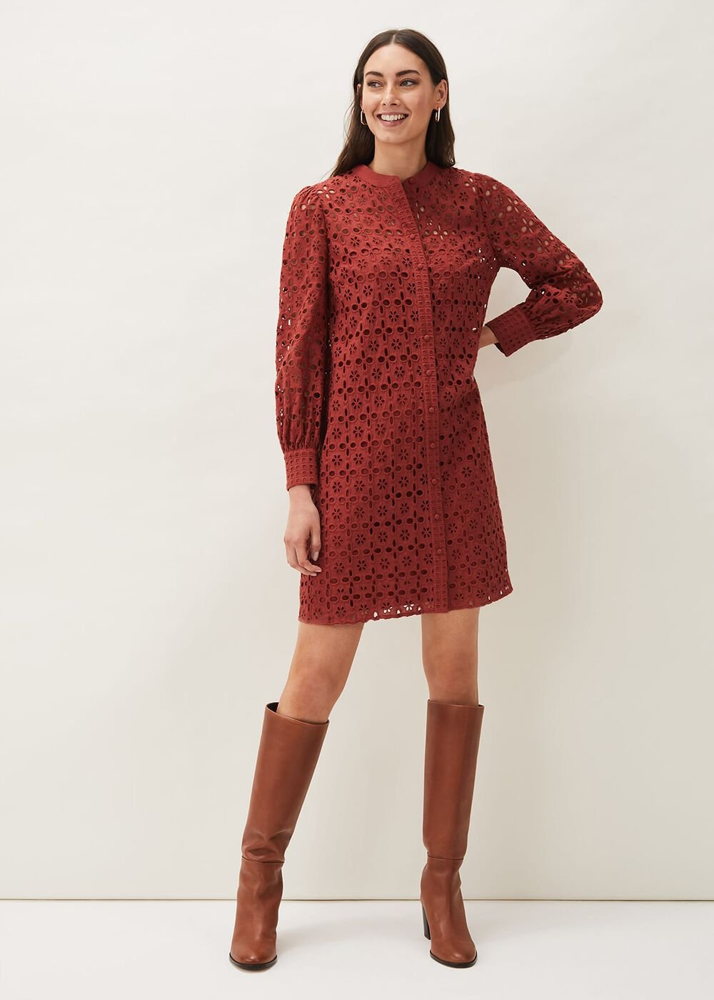 Rihanna Broderie Tunic Dress Spice