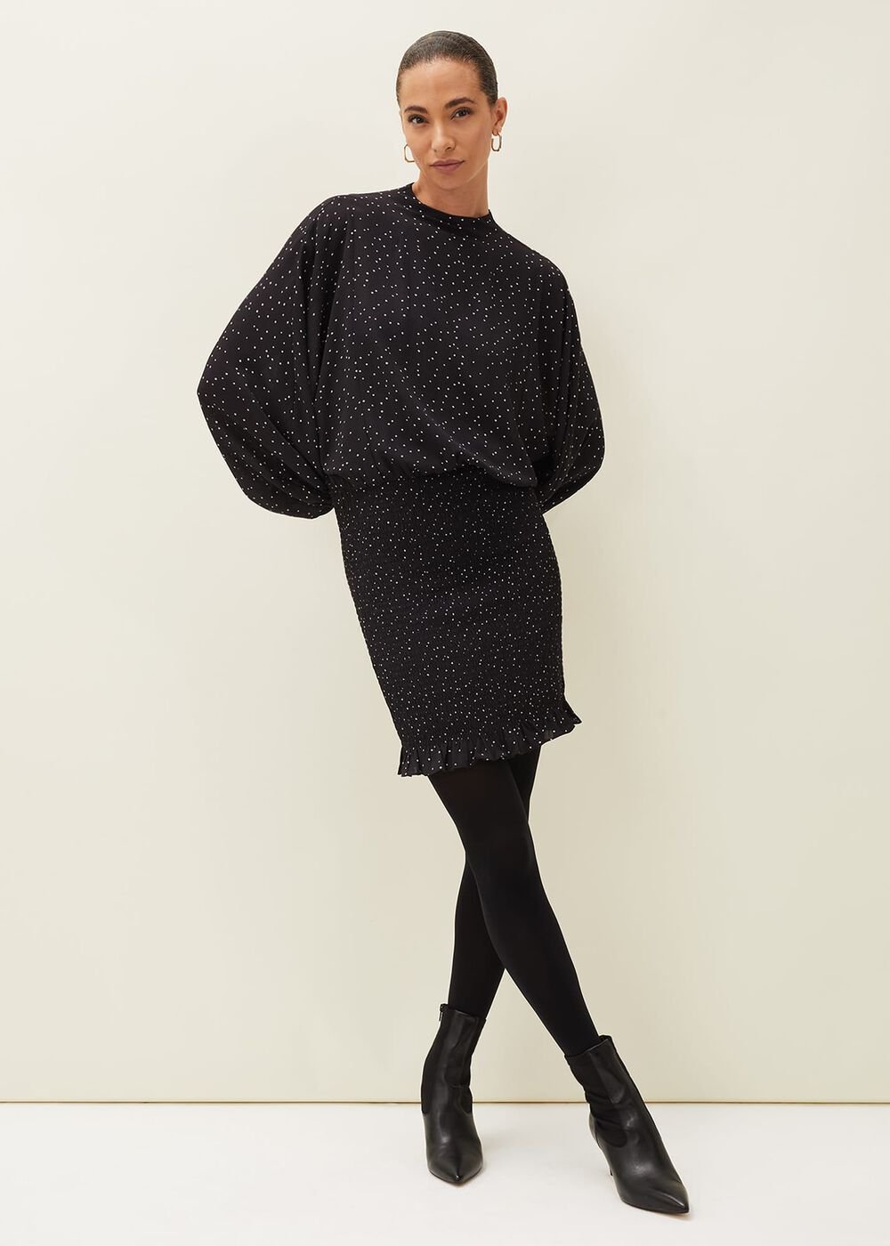 Becca Spot Print Dress Black/Ivory