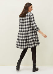 Meriah Check Swing Dress Black/Ivory